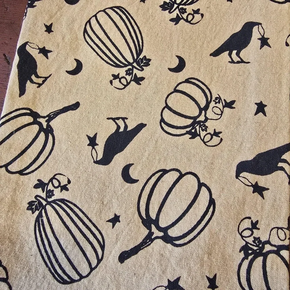 VHC Brands Primitive Harvest Moon Kitchen Towel Set 3pc Black Tan NEW‎